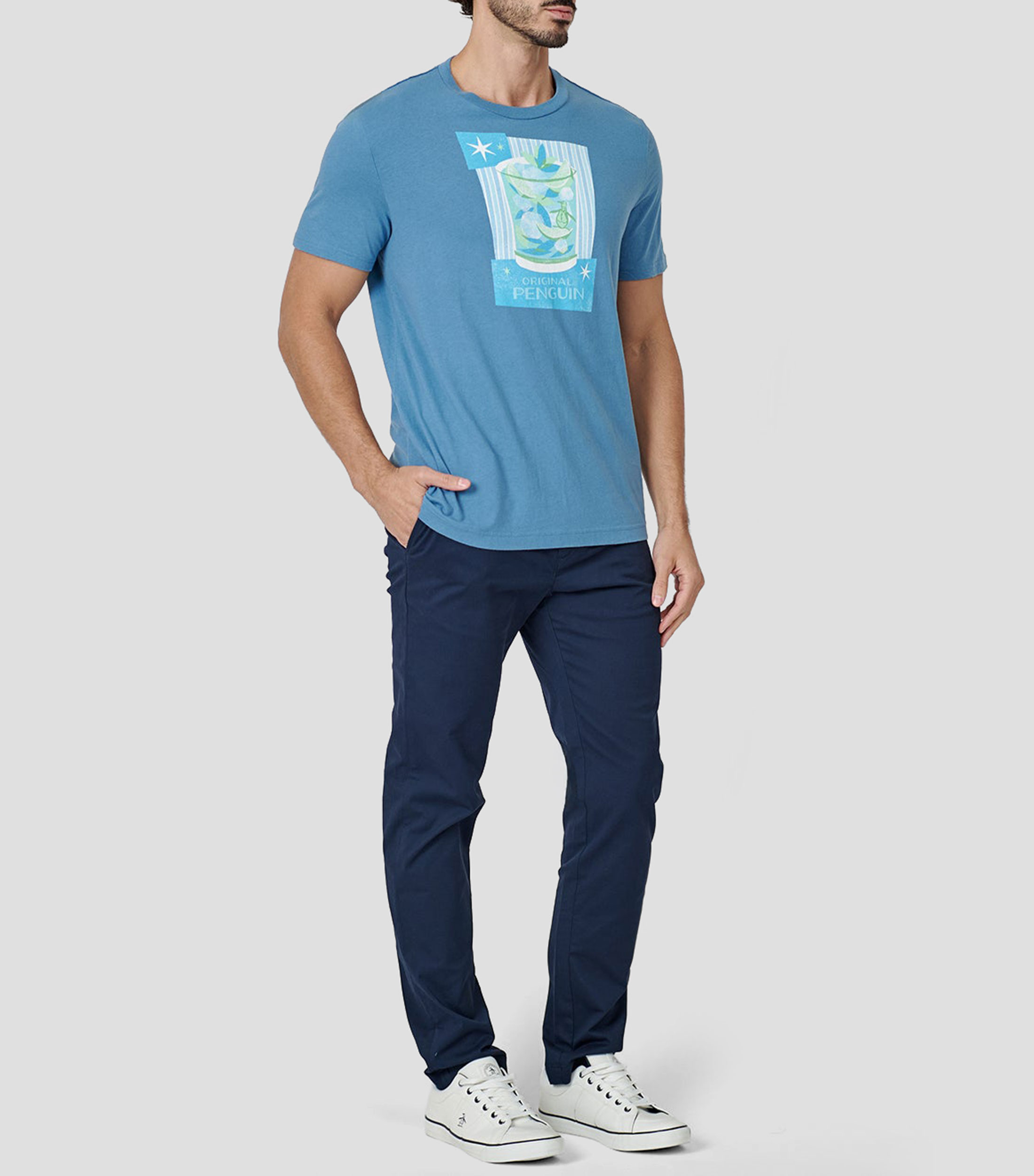 Playera cuello redondo manga corta estampada Hombre
